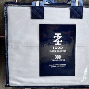 NEW IZOD QUEEN Size Cotton Sheet Set - 100% Cotton White